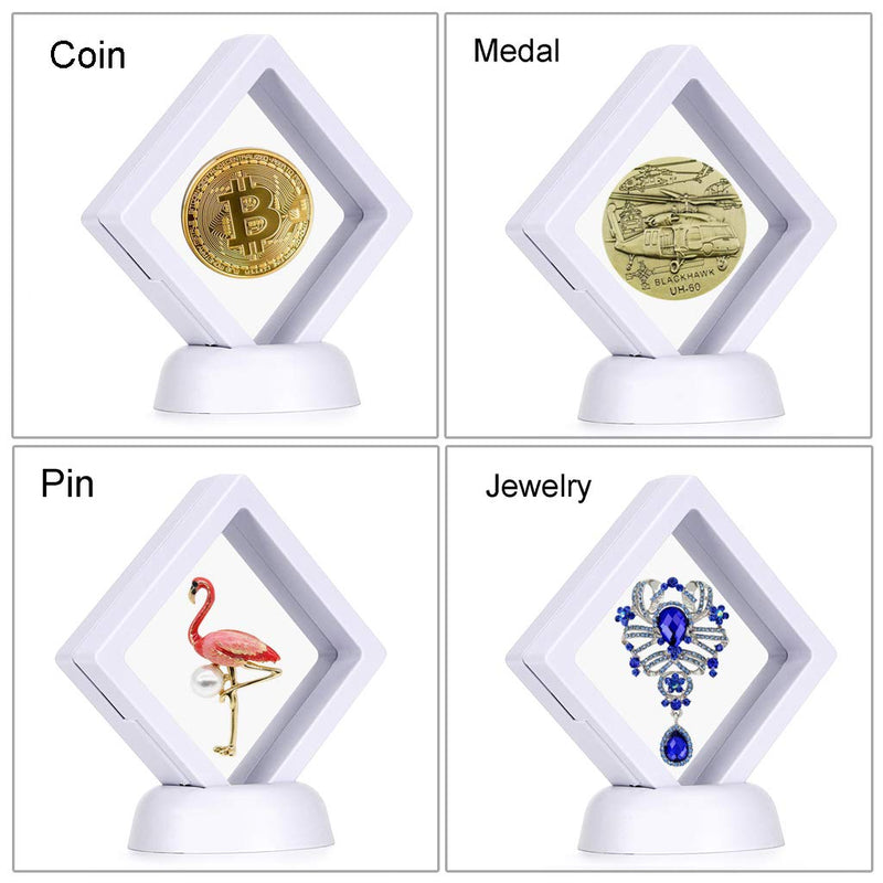 Skelang 10-Pack 3D Floating Display Case Display Box Coins Display Stand Holder Suspension Frame for Challenge Coin, AA Medallion, Chip, Jewelry, Pin, Stone - NewNest Australia