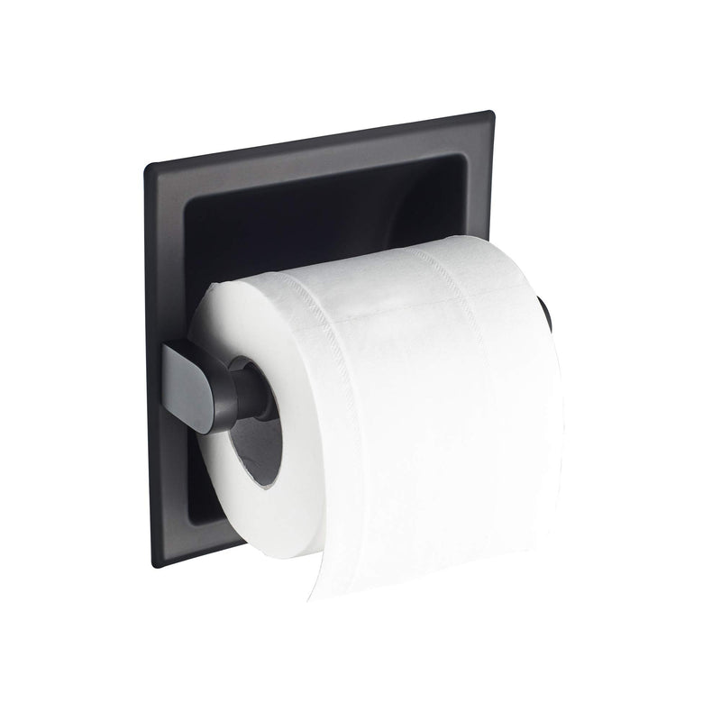 JunSun Matte Black Recessed Toilet Paper Holder Wall Toilet Paper Holder Tissue Paper Holder Toilet Tissue Holder All Stainless Steel Construction - Rear Mounting Bracket Included - NewNest Australia