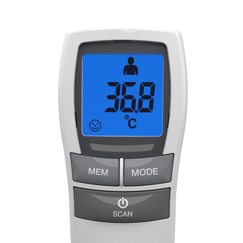Salter TE-250-EU No Touch Infrared Thermometer, Forehead Mode, Objects and Liquids, Night Mode, Fever Alarm, 30 Memory Recall, One Second Reading, Backlit Display, No Touch Thermometer - NewNest Australia