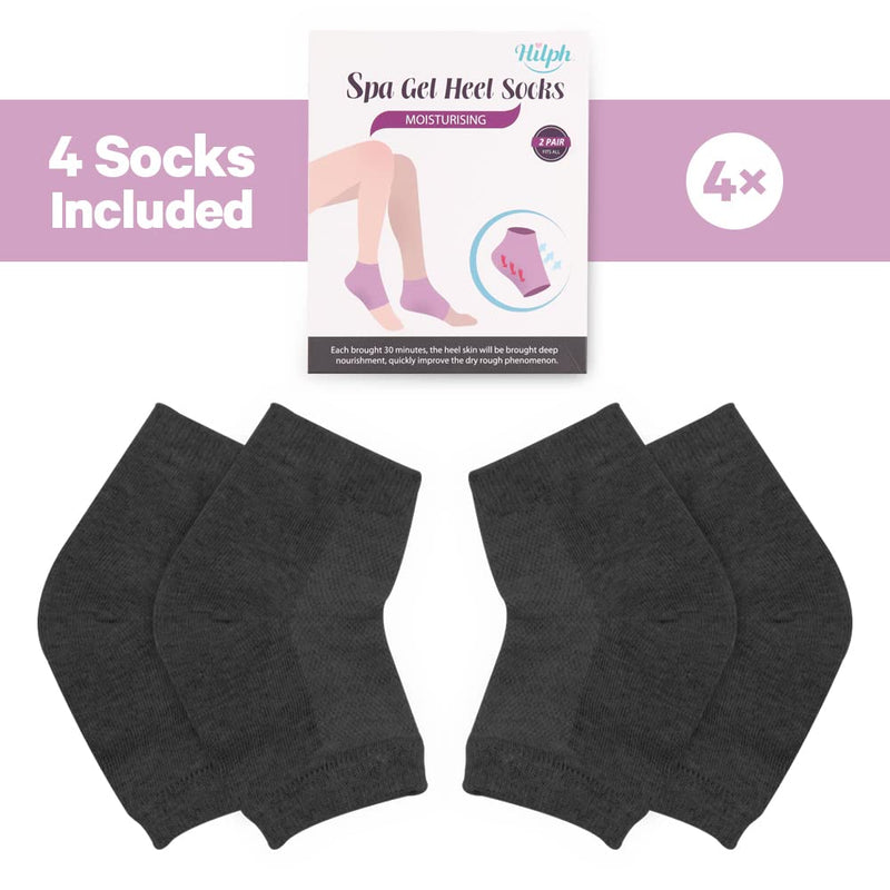Hilph®Moisturizing Gel Heel Socks for Hard Cracked Heels, 2 Pairs Soft Ventilate Open Toe Socks for Dryness Relieve Cracked, Alleviate Heel Pressure, Spa Lotion Gel Socks (Black) Black - NewNest Australia