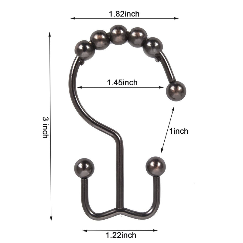 TopAAA Metal Double Glide Roller Shower Curtain Hooks Rings,100% Stainless Steel, Set of 12 (Oil Rubbed Bronze) Oil Rubbed Bronze - NewNest Australia