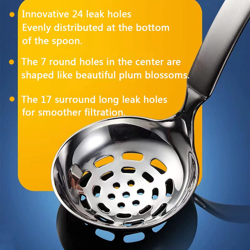 Collfa Soup Ladle Metal SUS304 Stainless Steel Ladles Spoon And Slotted Colander Spoon Set Small Soup Ladle With Holes Strainer Scoop Ladles For Serving Gravy Hot Pot Or Restaurant,2 Piece Set - NewNest Australia