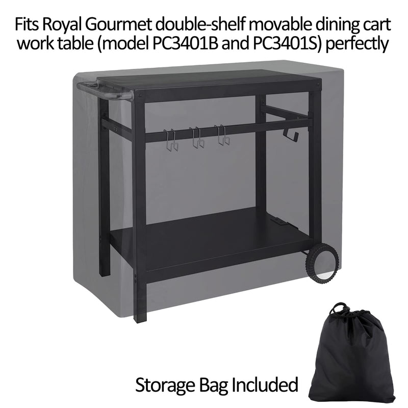Outdoor Dining Cart Cover for Royal Gourmet Double-Shelf Movable Dining Cart Work Table, Heavy-Duty Waterproof Outdoor Prep Table Cover for Royal Gourmet Worktable PC3401B PC3401S - NewNest Australia