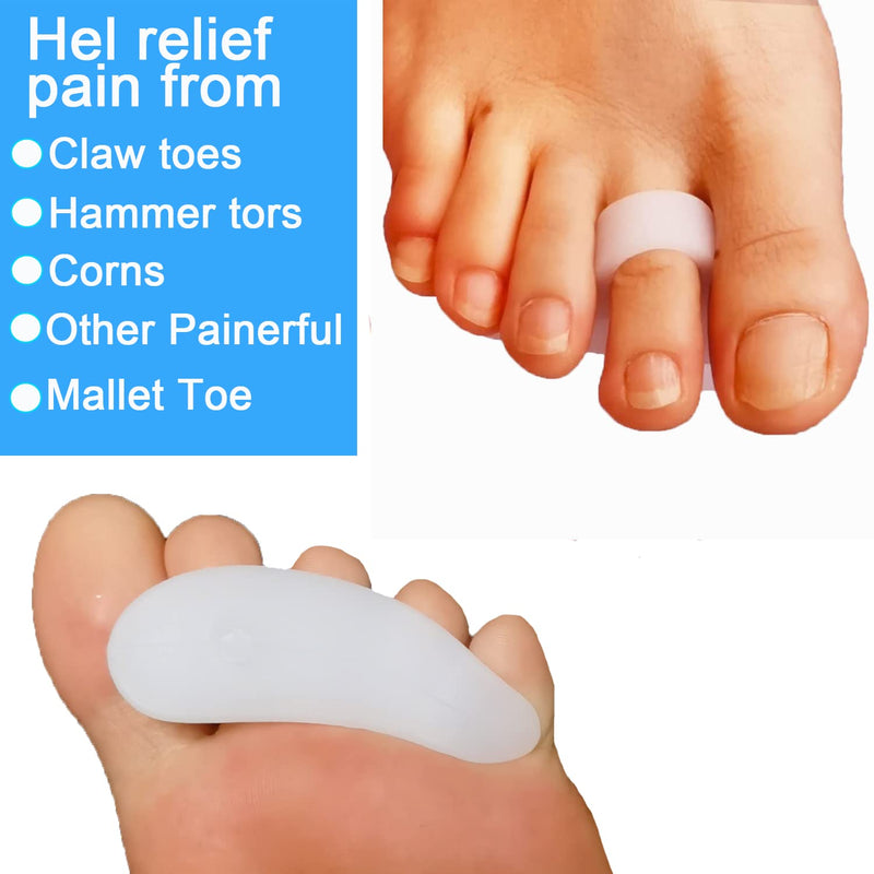 Footsihome 12 Pack Hammer Toe Cushion Hammer Toe Gel Crest Correction and Straightener Soft Gel Pads Splints for Curly Curved Claw and Hammer Toe Relief - NewNest Australia