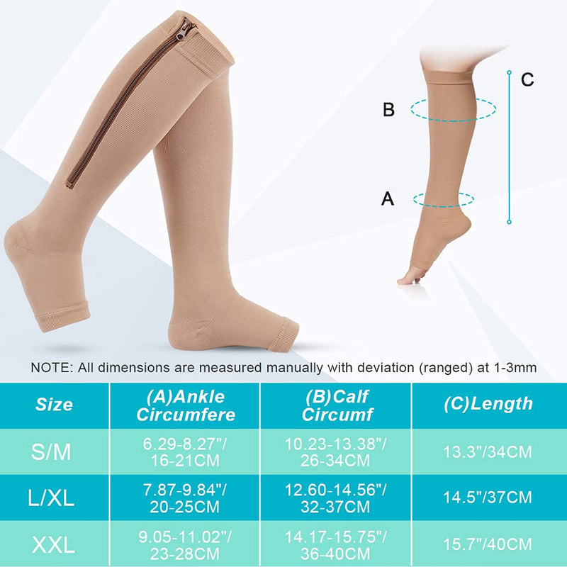 Haofy Compression Stockings Support Stockings For Men And Women, Calf Compression Stockings With Zip, Open Tip, Thrombosis Stockings, Class 2 Compression Sleeves For Varicose Veins - NewNest Australia