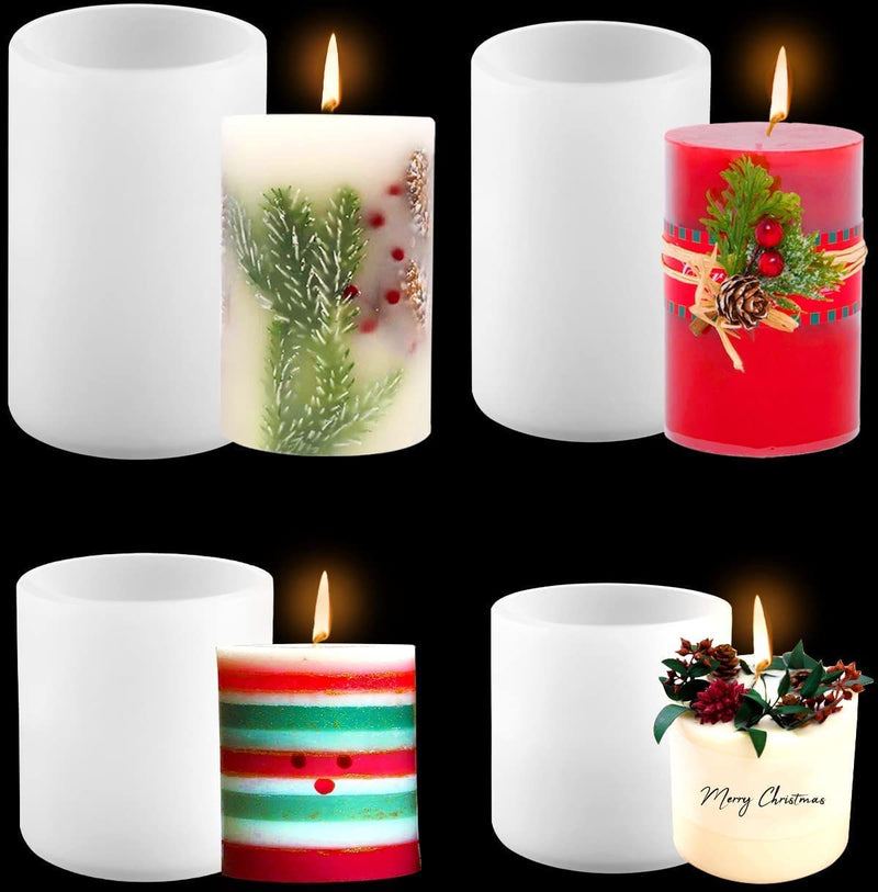 4 Sizes Cylinder Silicone Candle Molds for Candle Making, Pillar Candle Molds Resin Mould, Epoxy Resin Casting Molds for DIY Crafts, Wax Candles Making, Soaps, Clay (4pcs) - NewNest Australia