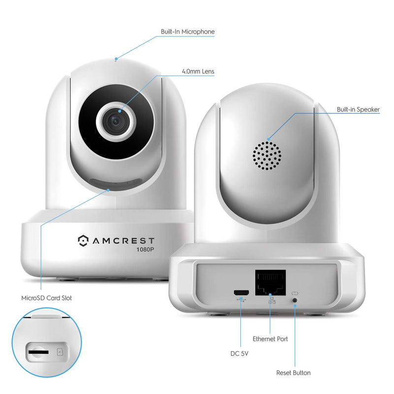 Amcrest 1080P WiFi Security Camera 2MP Indoor Pan/Tilt Wireless IP Camera, IP2M-841W (White) White - NewNest Australia