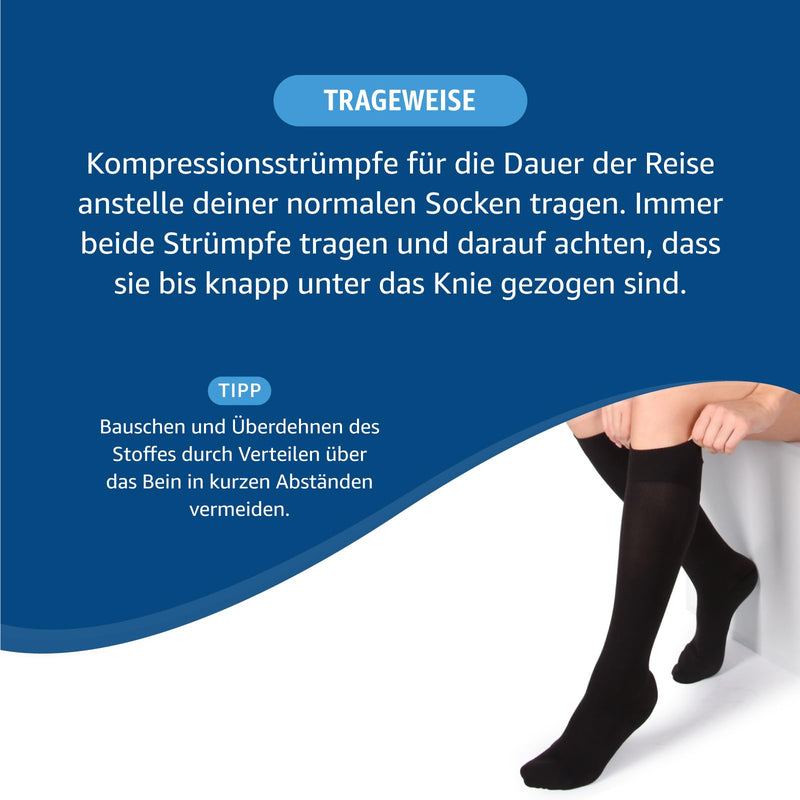 Amazon Basic Care Medical Compression Socks for Flight and Travel, Black, Size 39-43 39-43 - NewNest Australia