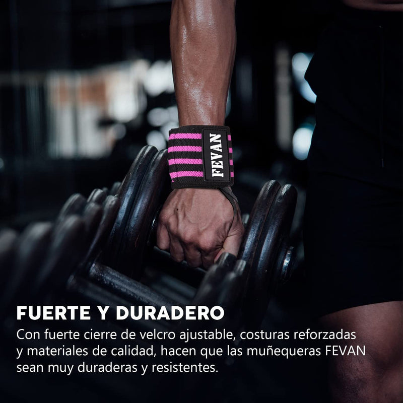 FEVAN 2 Pack Adjustable Wrist Support Crossfit Unisex Wrist Support Carpal Tunnel Sports Wrist Support Fitness Weights and Gym (Pink/Black) - NewNest Australia