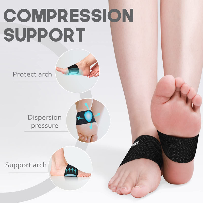 MHSY Copper Arch Support for Plantar Fasciitis, Arch Socks for Flat Foot Pain Relief with Gel Pads, Feet Pain Relief, Improve Flat Feet, Fallen Arches & High Arch (Size: 7.9 to 9.5 Inches) Dark Grey - NewNest Australia