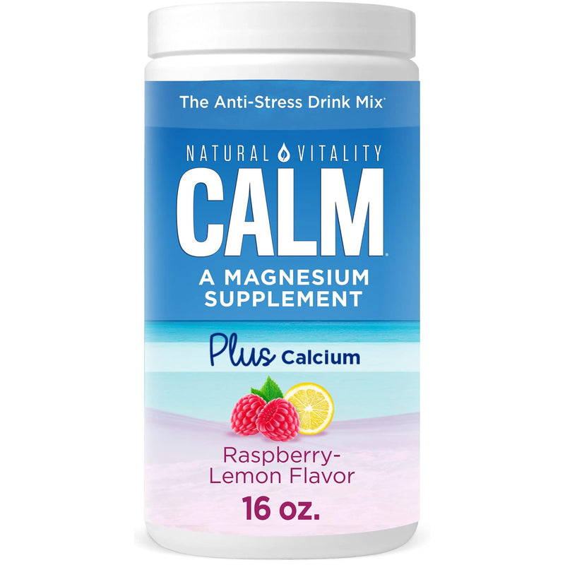 Natural Vitality Calm PLUS Calcium, Magnesium Citrate Supplement Powder, Anti-Stress Drink Mix, Raspberry Lemon, 16 Ounces (Package May Vary) - NewNest Australia