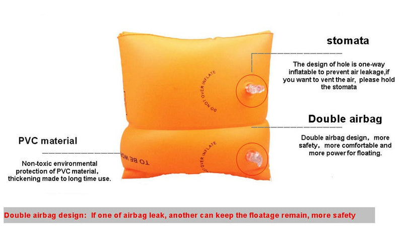 Topsung Inflatable Arm Bands Floatation Sleeves Water Wings Swimming Arm Floats for Adults and Kids _Blue + Orange - NewNest Australia