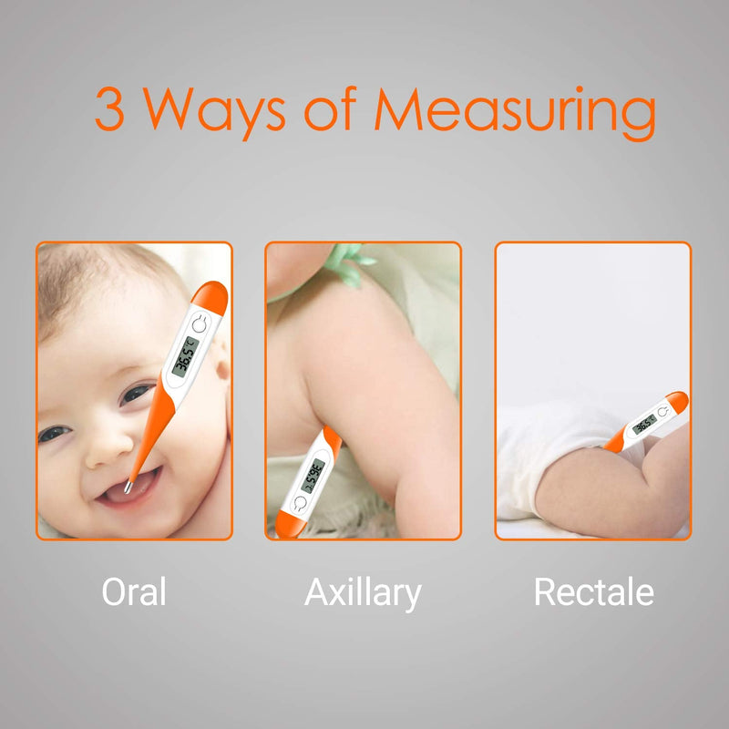 Digital Thermometer for Fever - Daffodil HPC400 - Body Temperature Underarm Orally Rectal Medical Axillary Thermometer - Accurate and Mercury Free Measurement - Orange - NewNest Australia