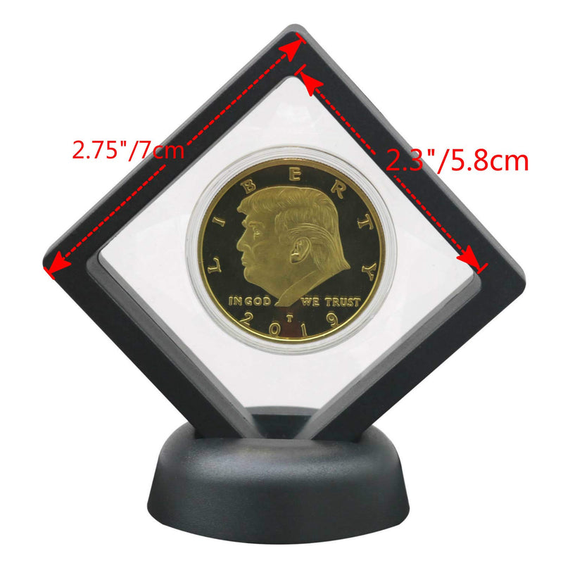 NewNest Australia - HS Challenge Coin Display Frame, 3D Floating Display Case Stand Holder, Medallion Medal Specimen Military Coin Clear Box (Black) 