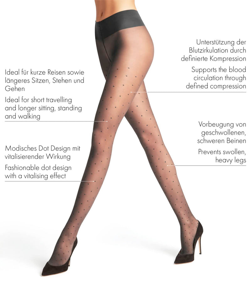 Falke Women'S Dot Vitalize 20 Den Tights Transparent Compression Pressure-Free Comfort Waistband For Short Trips And Long Sitting Dotted Fine Soft Material 1 Piece - NewNest Australia