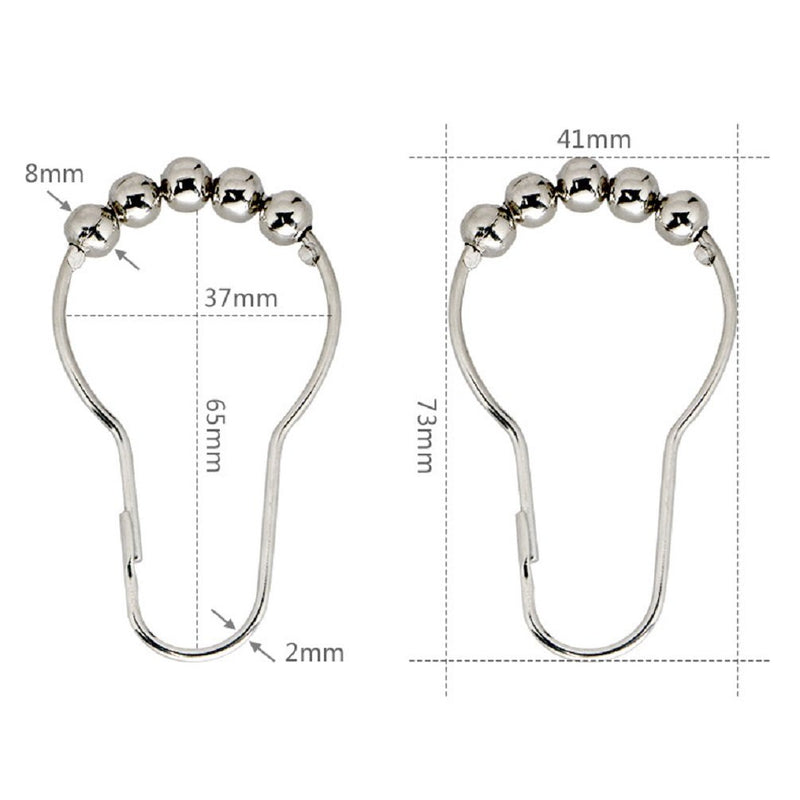 Treenewbid Bathroom Curtain Hooks Rustproof Steel Polished Chrome Shower Curtain Rings Set of 12 7.5*4.1CM Package Include 12 Pcs - NewNest Australia