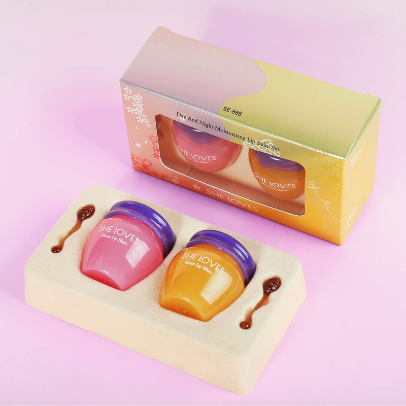 2PCS Lip Mask Overnight, Honey&Sakura Day and Night Repair Lip Sleeping Masks Honey Lip Balm, Fade Lip Lines Bee Balm Lip Balm, Hydrating &Prevention Dry and Crack Lip Scrubs Exfoliator - NewNest Australia