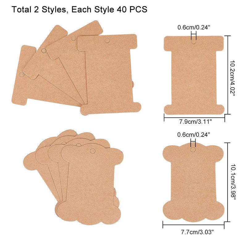 PH PandaHall 80pcs Flat Spool Bobbin Yarn Bobbin Kraft Spool Organizer Bobbins Card Thread Holder Craft DIY Sewing Storage for Cross Stitch Cotton Thread Craft DIY Sewing Storage, 2 Shapes - NewNest Australia