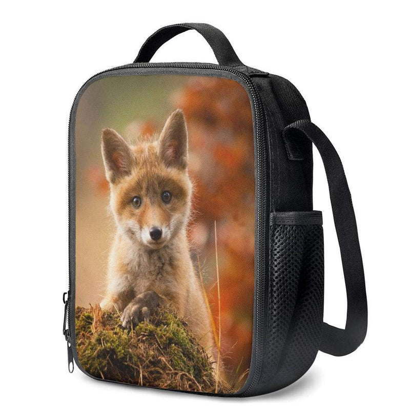NewNest Australia - PrelerDIY Cute Baby Fox Lunch Bag Tote Lunch Box Food Bag with Zipper & Side Pocket & Shoulder Strap 