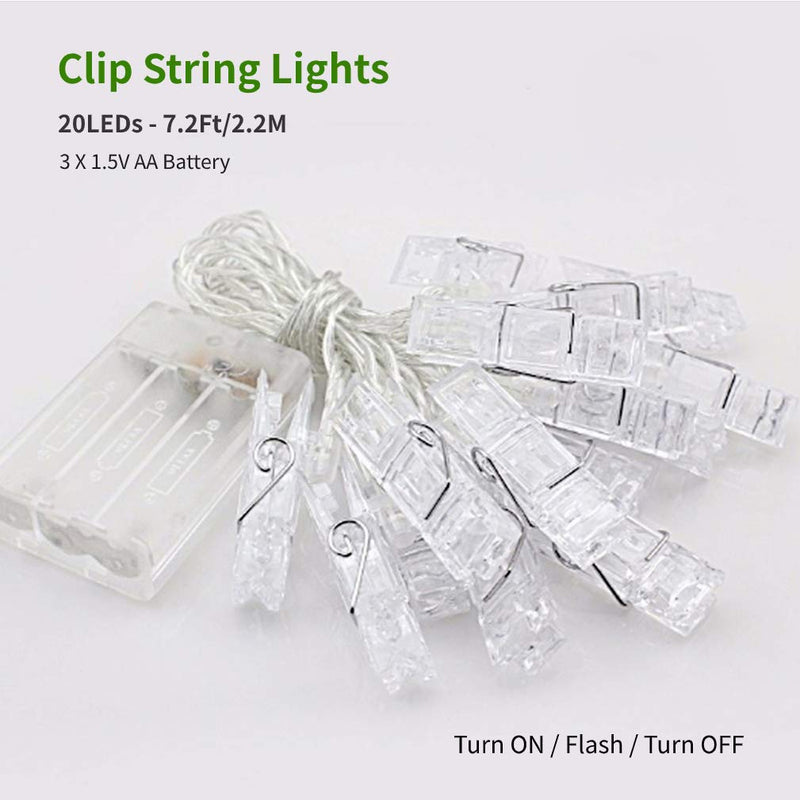 Dopheuor Photo Clip String Lights LED Battery Operated Starry Fairy Copper String Lights with Clips Warm White for Pictures Bedroom Wall Patio Halloween Thanksgiving Christmas Party Wedding Décor 20 Warm-white - NewNest Australia
