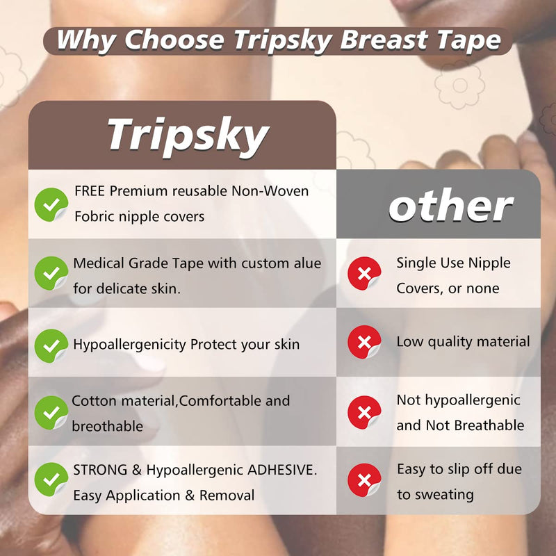 XL Breast Lift Tape, BoobTape for Large Breasts,Body Tape for Fashion,Athletic Tape, Boobytape &NippleCover for A-G(DD)Cup Brown - NewNest Australia