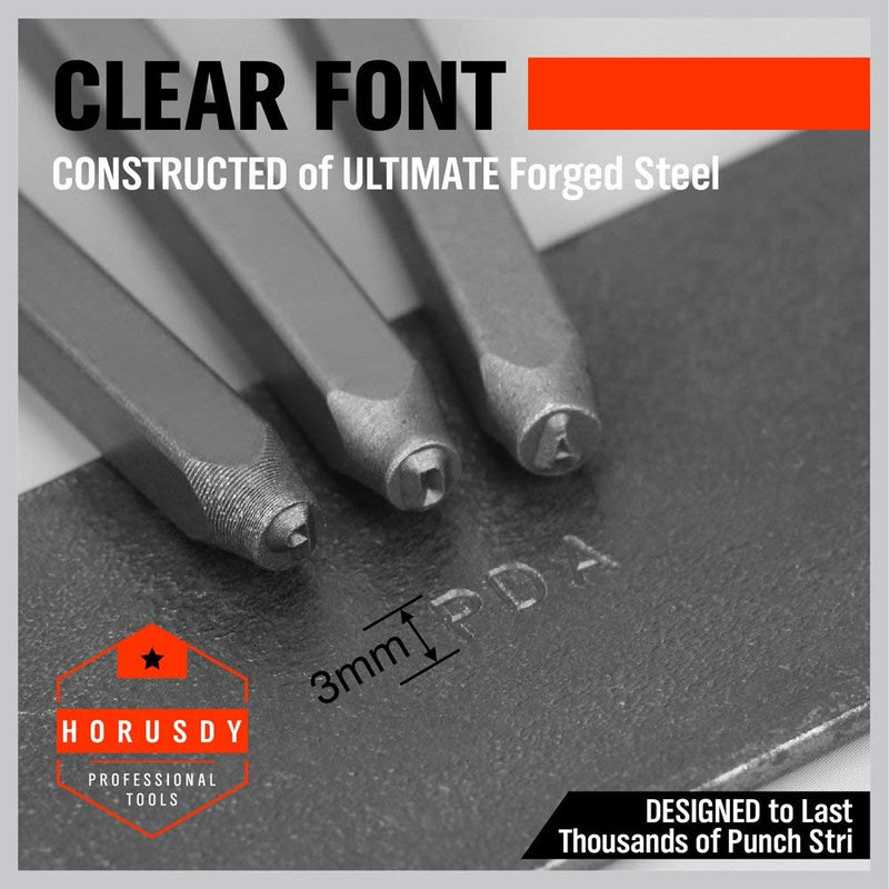 HORUSDY 37-Piece Number and Letter Stamp Set 1/8 (3mm) (A-Z & 0-9 + Love) Punch Perfect for Imprinting Metal, Plastic, Wood, Leather. - NewNest Australia
