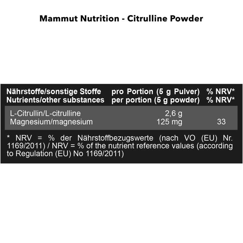 Mammut Citrulline Powder, optimized with magnesium, 200 g can - NewNest Australia