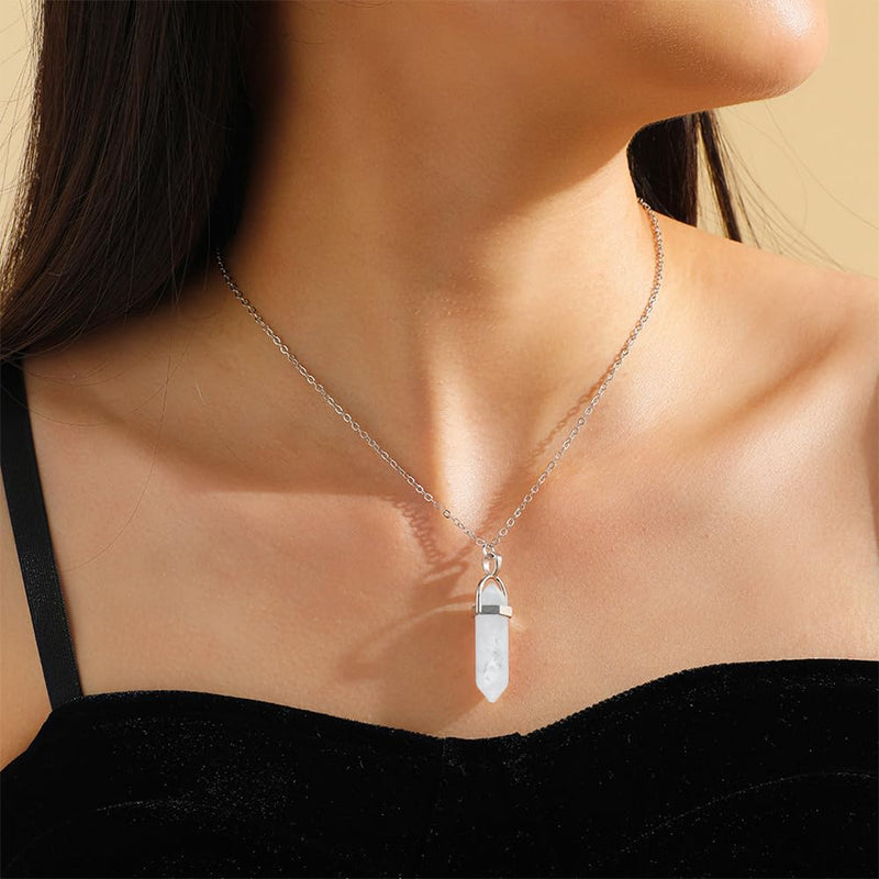 OLYCRAFT 12pcs Natural Quartz Crystal White Quartz Point Hexagonal Crystal Double Terminated Points Wands No Hole Quartz Pendants Gemstone Point Decor for DIY Crafts Necklace Jewelry Making - NewNest Australia
