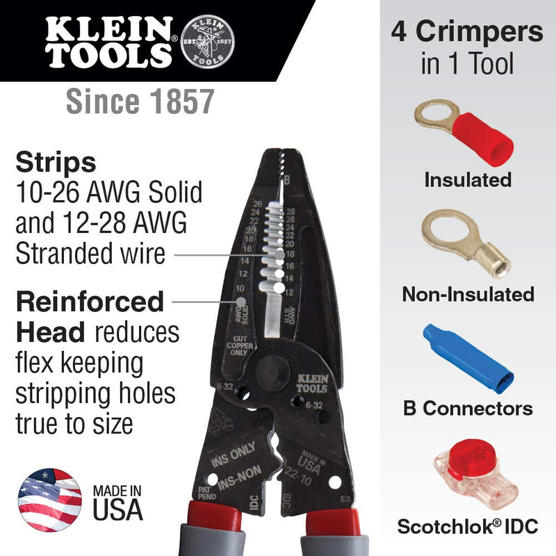 Klein Tools 1019 Klein Kurve Wire Stripper / Crimper / Cutter for B and IDC Connectors, Terminals, More - NewNest Australia