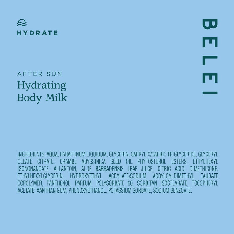 Amazon Brand - Belei - Hydrating and Repairing After Sun Body Milk with Glycerin, Aloe Vera, Vitamin E and Panthenol, 200ml - NewNest Australia