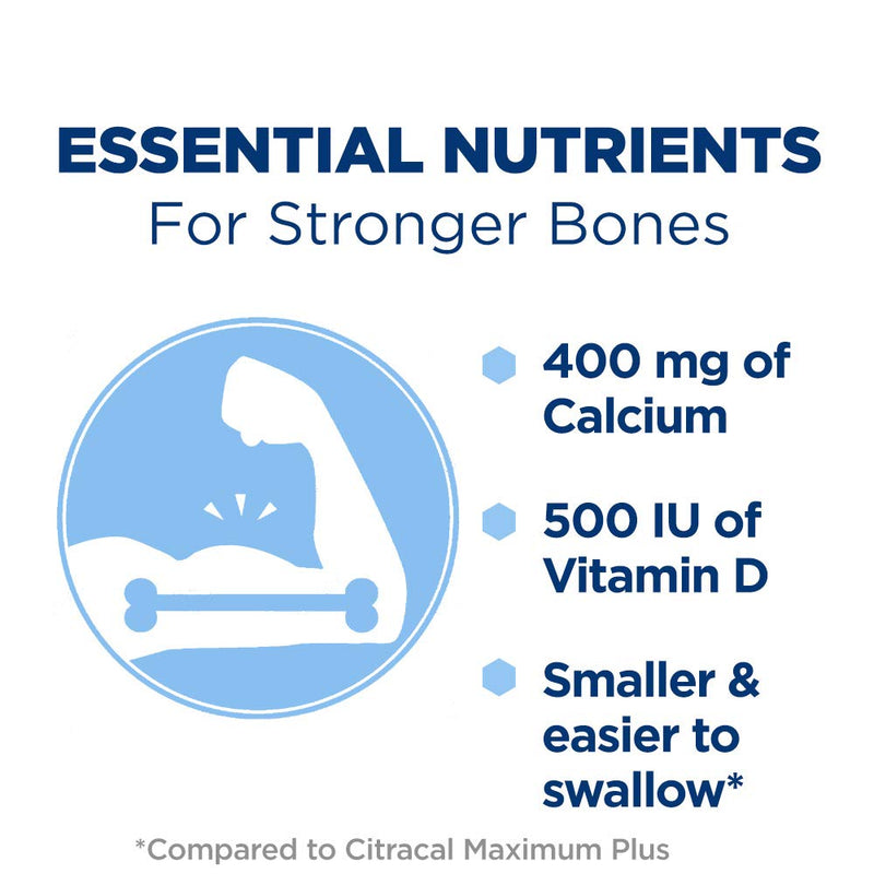Citracal Petites, Highly Soluble, Easily Digested, 400 mg Calcium Citrate with 500 IU Vitamin D3, Bone Health Supplement for Adults, Relatively Small Easy-to-Swallow Caplets, 375 Count - NewNest Australia