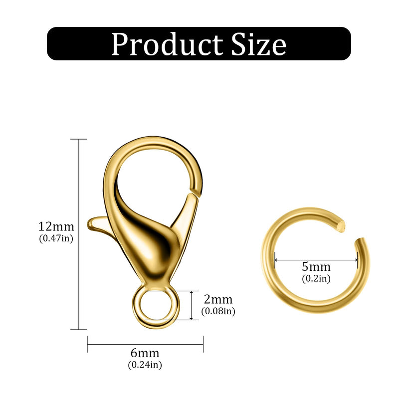 600 Pieces Lobster Clasps and Open Jump Rings Set Lobster Claw Clasps for Jewelry Making and Bracelets (Gold) Gold - NewNest Australia