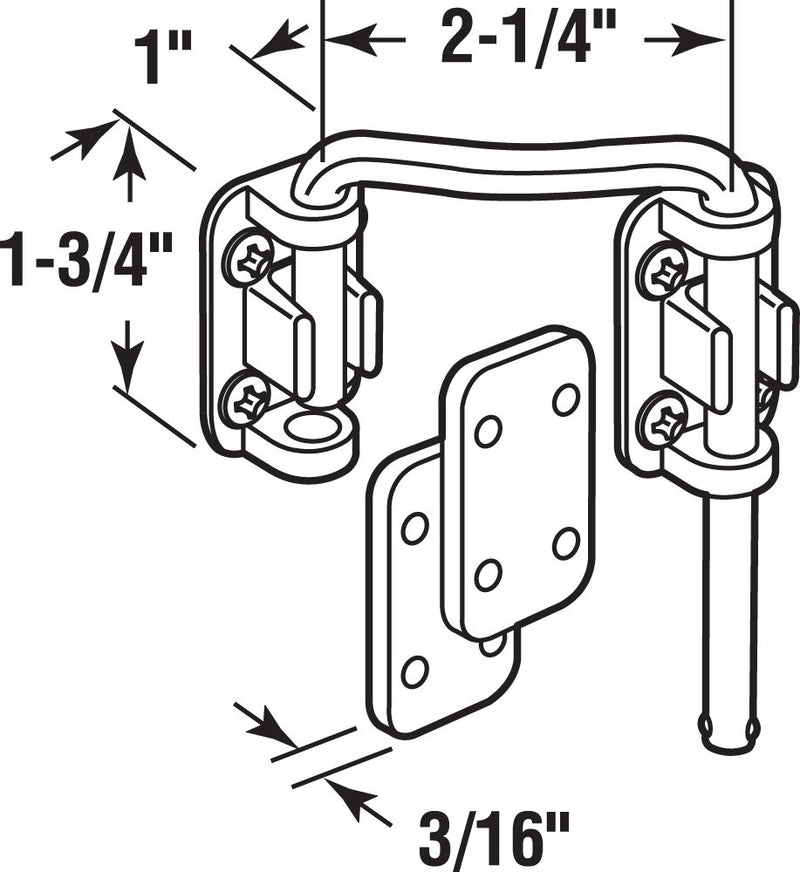 Defender Security U 10536 Steel Nickel Plated Right Hand Sliding Door Loop Lock, 2-1/4" - NewNest Australia