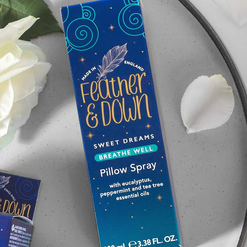 Feather & Down Breathe Well Pillow Spray (100ml) - Soothes and aids Breathing, with Eucalyptus, Peppermint & Tea Tree Essential Oils. Vegan Friendly & Cruelty Free. - NewNest Australia
