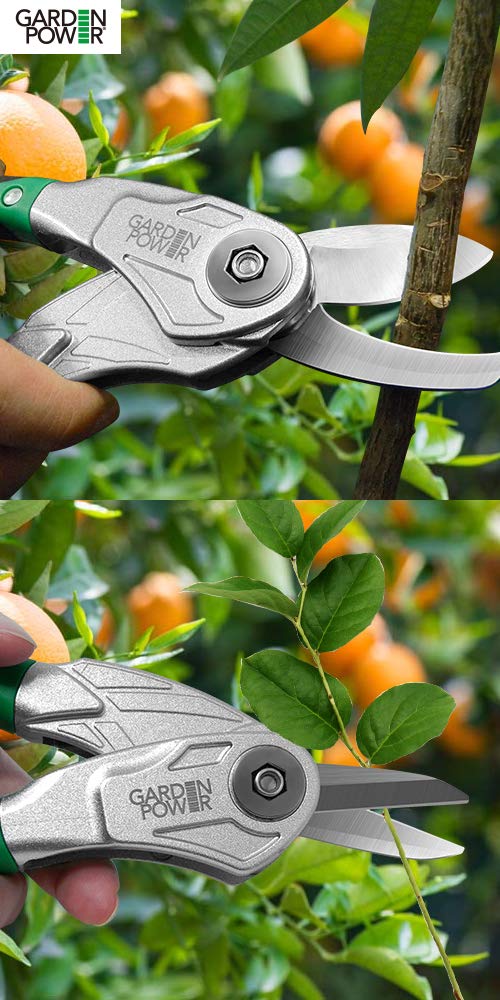 Garden Power Hand Pruner & Shears 2 in 1 Multi-Cutter, Unique Locking Design Allows Switching Between Pruner and Shear Snipping Function. 1/2 Inch Cutting Capacity. Clippers for Garden Hedge & Shears - NewNest Australia
