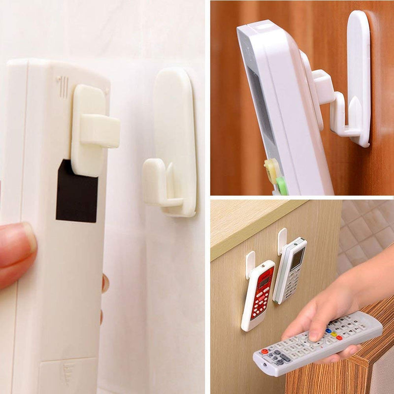 NewNest Australia - Controller Hook Remote Control Holder Wall Self Adhesive Hook - 2 Set Multiuse TV Remote Control Air Conditioning Cordless Phone Sticky Wall Mount Key Hanger Organizer Holder Wall Sensor 