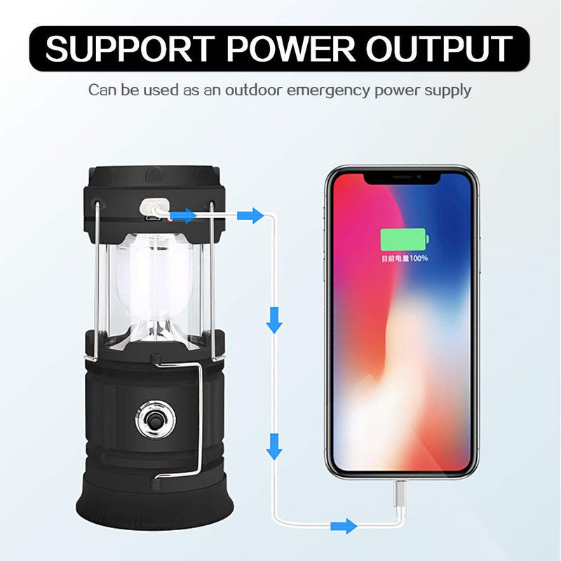 MVZKS Rechargeable Solar Lantern Flashlights Battery Powered Camping Lamp Emergency Lights for Power Outage/Hurricane/Night Lights (1PC,Black) - NewNest Australia