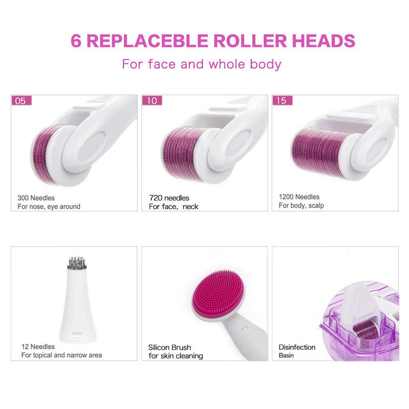 SONGQEE Derma Roller, Derma Roller Kit 6 IN 1 Micro Needling System Reduce Wrinkles, Sun Damage, Dark Spots, Scars, Cellulite, Stretch Marks to use on Face, Eyes, Body - NewNest Australia