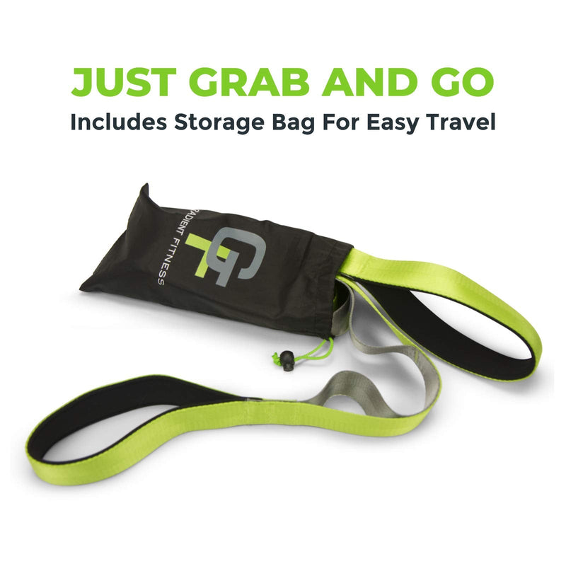 Gradient Fitness Stretching Strap, Premium Quality Multi-Loop Strap, Neoprene Padded Handles, 12 Loops, 1.5" W x 8' L Green/Grey - NewNest Australia