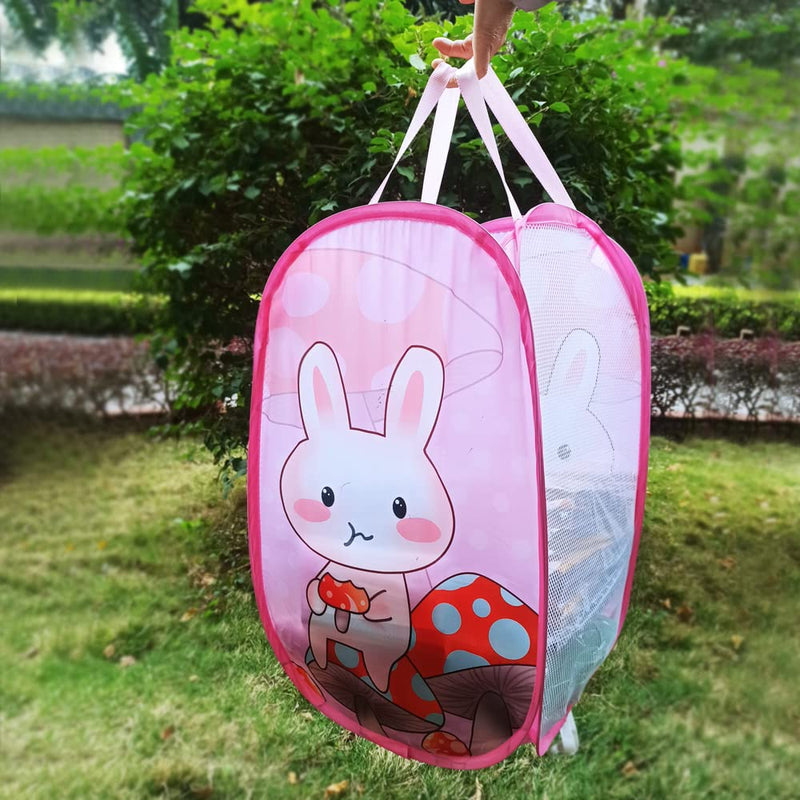 WEI LONG Cute Foldable Pop Up Hamper - Mesh Laundry Basket Durable Handles Toys Tidy Clothes Socks Storage Bag (Khaki Cat Paw) 01 Khaki Cat Paw - NewNest Australia