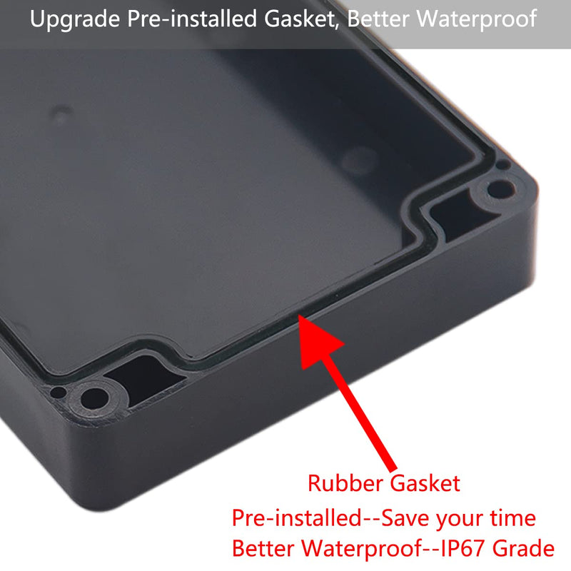YETLEBOX Watertight Junction Box, IP67 Waterproof Project Box Durable ABS Plastic Electronic Enclosure Case for DIY Electrical Project Black 3.94" x 2.68" x 1.97"(100 x 68 x 50 mm) 2Pcs 3.94" x 2.68" x 1.97" 2Pcs - NewNest Australia