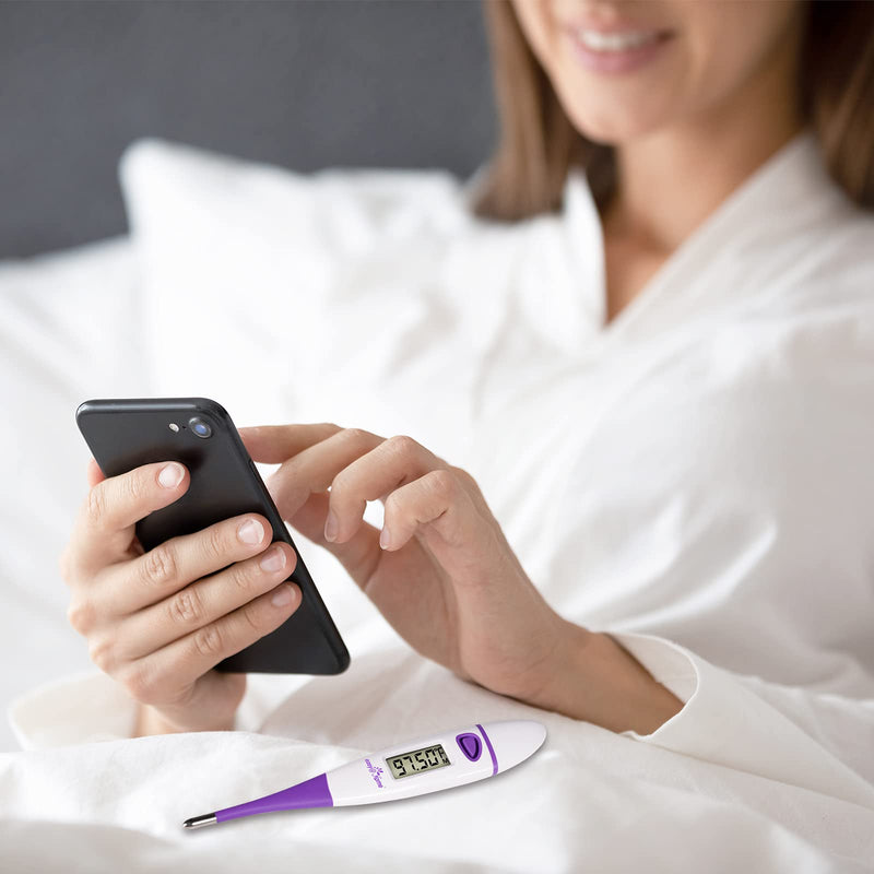 Easy@Home Basal Thermometer For Cycle Control: Basal Temperature Thermometer Desire To Have Children Fertility Thermometer For Fertility And Ovulation Tracking With Intelligent Premom App (Purple) Purple - NewNest Australia