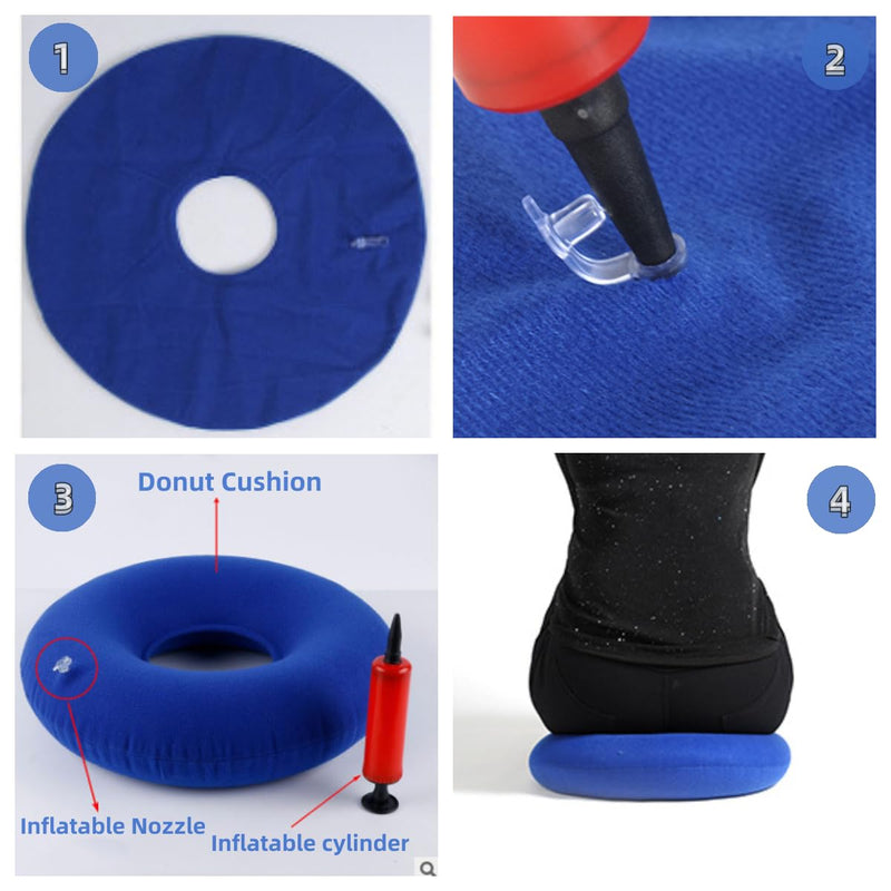 Seat Cushions Inflatable Seat Cushion Pillow Ring Cushion Doughnut Reduce Pressure on The User's Sciatic Nerve for Everyone (38x38) Polyester Blue - NewNest Australia