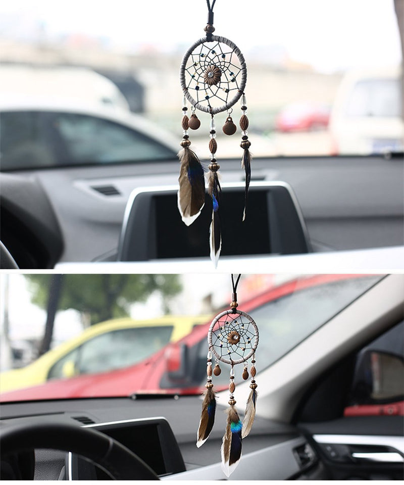 NewNest Australia - YGMONER Dream Catcher Handmade Car Interior Rearview Mirror Dangle (Brown) Brown 