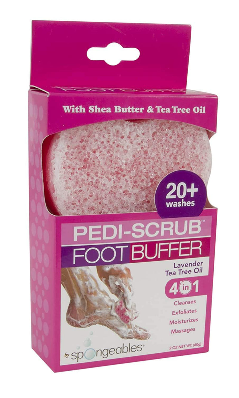 Spongeables Pedi Scrub Foot Buffer 20+ Washes, Lavender Tea Tree Oil Aromatherapy, 2-Ounce - NewNest Australia