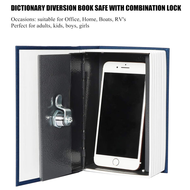 Jssmst Book Safe with Key Lock, Dictionary Diversion Book Safe Seceret Hidden Book with Safe Inside, Fake Book Money Safe Metal Lock Box Small, 7.2" x 4.6" x 2.2", Navy - NewNest Australia