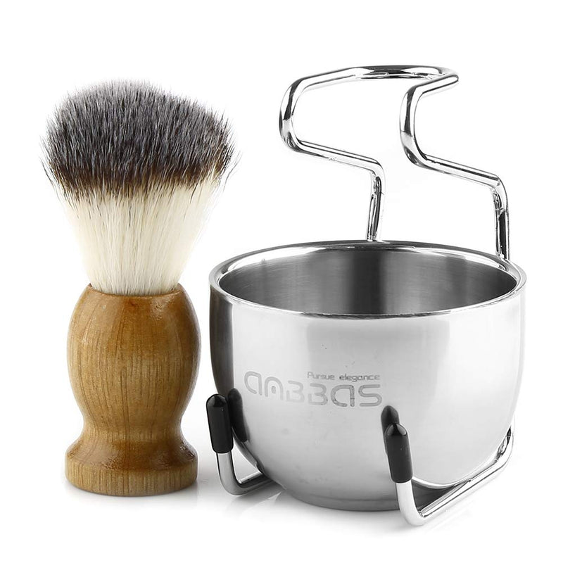 Anbbas shaving set with shaving brush set shaving bowl and shaving stand made of stainless steel men's gift set beech - NewNest Australia