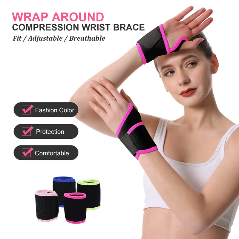 Wrist Support Brace 2 Pack Adjustable Wrist Strap Carpal Tunnel Wrist Support for Sports Protecting Arthritis Tendinitis Pain Relief, One Size Fits Left or Right Hand (Rose) Rose - NewNest Australia