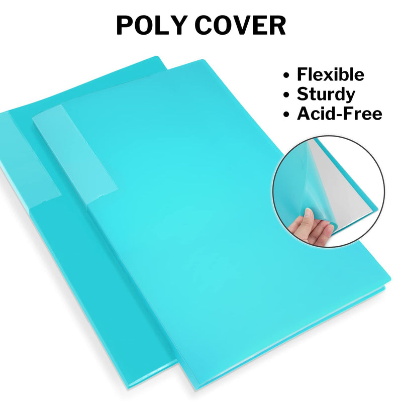 Dunwell 11x17 Binder with Plastic Sleeves - Portfolio Binder 11 x 17 (Aqua), 24-Pocket Bound Presentation Book with Clear Sleeves, Displays 48 Pages of 17x11 Ledger Size Posters, Artwork, Collectibles 1 Pack Aqua - NewNest Australia
