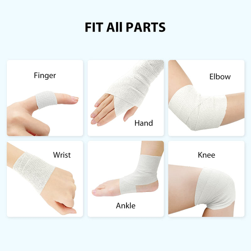 FriCARE Nonwoven Self-Adhesive Bandage, Self-Adherent Cohesive First Aid Medical Wrap, Elastic Athletic/Vet Tape for Wrist 2 Inches Wide 2 Inch x 5 Yards White - NewNest Australia